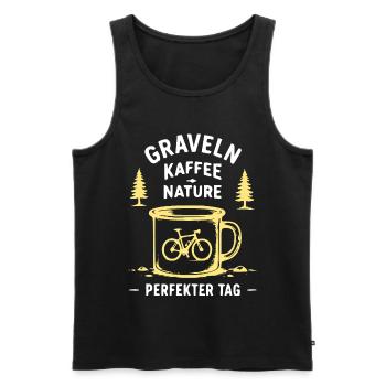 Gravel Kaffee Natur Illustration - Männer Premium Bio Tank Top - Schwarz - Vorne - Michal (187cm)