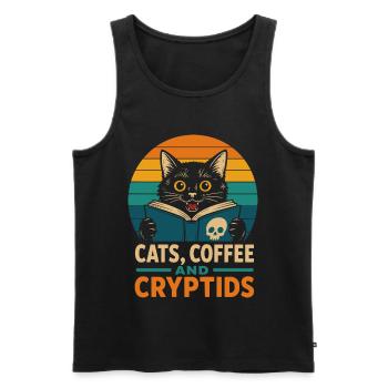 Cats Coffee and Cryptids - Men's Premium Organic Tank Top - black - Front - Michal (187cm)