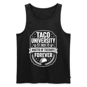 Taco University Master of Tuesdays - Männer Premium Bio Tank Top - Schwarz - Vorne - Michal (187cm)