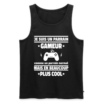 Je suis un parrain gameur plus cool - Débardeur bio Premium Homme - noir - Devant - Michal (187cm)
