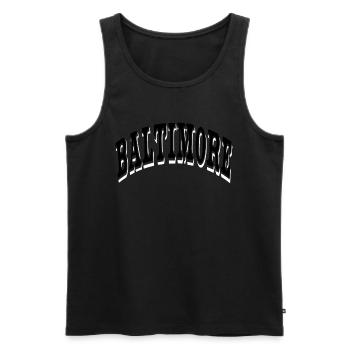 Baltimore - Männer Premium Bio Tank Top - Schwarz - Vorne - AI Model Male 178 light (178cm)