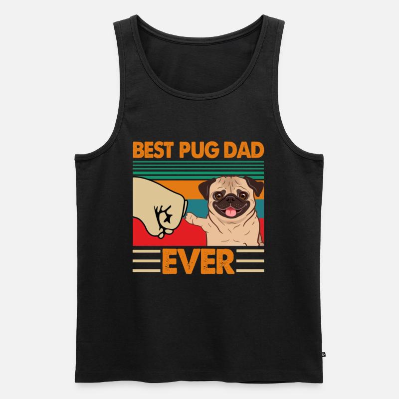 Bester Mops Papa aller Zeiten - Männer Premium Bio Tank Top - Schwarz