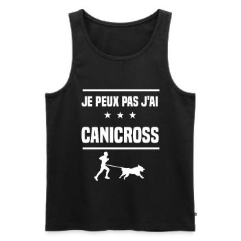 Je Peux Pas J'ai canicross humour canicross - Débardeur bio Premium Homme - noir - Devant - Michal (187cm)