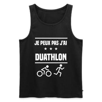 Je Peux Pas J'ai duathlon sport humour duathlète - Débardeur bio Premium Homme - noir - Devant - Michal (187cm)