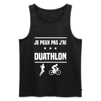 Je Peux Pas J'ai duathlon humour duathlète - Débardeur bio Premium Homme - noir - Devant - Michal (187cm)