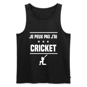 Je Peux Pas J'ai cricket joueur humour batteur - Débardeur bio Premium Homme - noir - Devant - Michal (187cm)