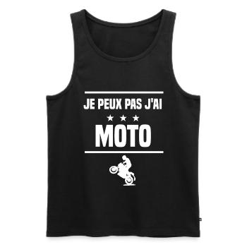 Je Peux Pas J'ai moto humour motard - Débardeur bio Premium Homme - noir - Devant - Michal (187cm)