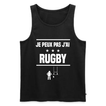 Je Peux Pas J'ai rugby sport humour rugbyman - Débardeur bio Premium Homme - noir - Devant - Michal (187cm)