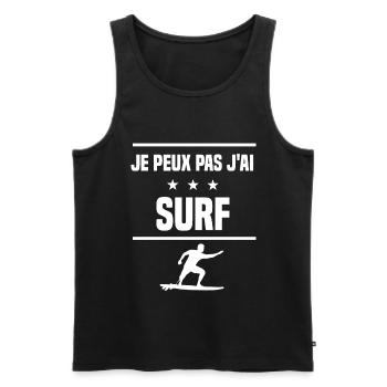 Je Peux Pas J'ai surf board humour surfeur - Débardeur bio Premium Homme - noir - Devant - Michal (187cm)