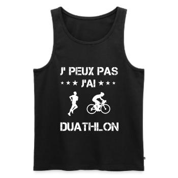 Je peux pas j'ai duathlon cadeau duathlète - Débardeur bio Premium Homme - noir - Devant - Michal (187cm)