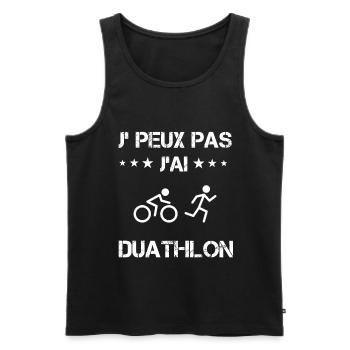 Je peux pas j'ai duathlon sport cadeau duathlète - Débardeur bio Premium Homme - noir - Devant - Michal (187cm)