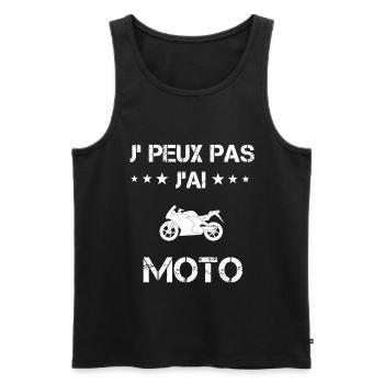Je peux pas j'ai moto motard cadeau motard - Débardeur bio Premium Homme - noir - Devant - Michal (187cm)