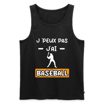 je peux pas j'ai baseball baseballeur baseball - Débardeur bio Premium Homme - noir - Devant - AI Model Male 178 light (178cm)