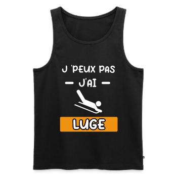 je peux pas j'ai luge cadeau luge - Débardeur bio Premium Homme - noir - Devant - Michal (187cm)