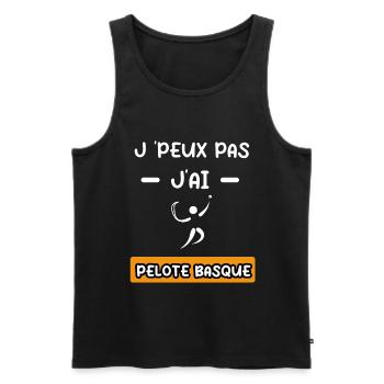 je peux pas j'ai pelote basque cadeau pelote - Débardeur bio Premium Homme - noir - Devant - Michal (187cm)