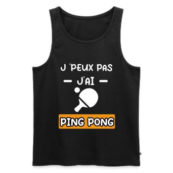 je peux pas j'ai ping pong raquette ping pong - Débardeur bio Premium Homme - noir - Devant - Michal (187cm)
