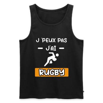 je peux pas j'ai rugby joueur cadeau rugby - Débardeur bio Premium Homme - noir - Devant - Michal (187cm)