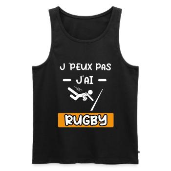 je peux pas j'ai rugby cadeau rugby - Débardeur bio Premium Homme - noir - Devant - Michal (187cm)