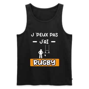 je peux pas j'ai rugby sport cadeau rugby - Débardeur bio Premium Homme - noir - Devant - Michal (187cm)