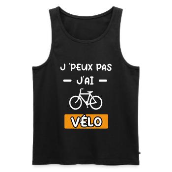 je peux pas j'ai vélo cadeau vélo - Débardeur bio Premium Homme - noir - Devant - Michal (187cm)