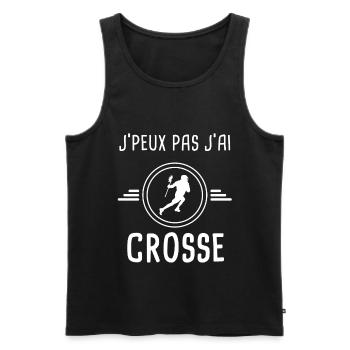 crosse je peux pas j'ai crosse hockeyeur - Débardeur bio Premium Homme - noir - Devant - Michal (187cm)
