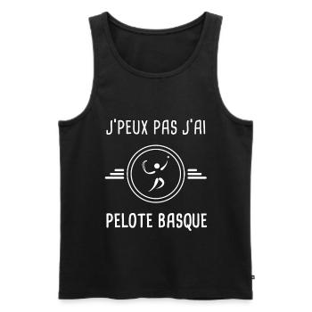 pelote basque je peux pas j'ai pelote basque - Débardeur bio Premium Homme - noir - Devant - Michal (187cm)