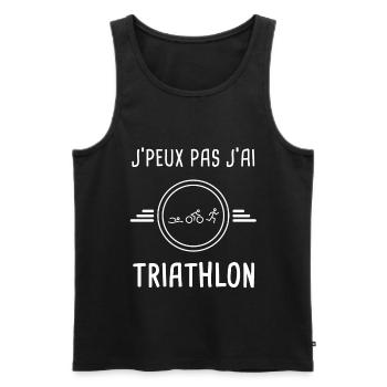 triathlon je peux pas j'ai triathlon triathlète - Débardeur bio Premium Homme - noir - Devant - Michal (187cm)