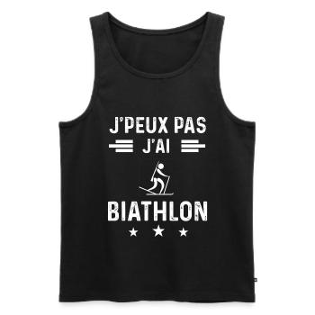 biathlète je peux pas j'ai biathlon - Débardeur bio Premium Homme - noir - Devant - Michal (187cm)