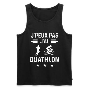 duathlète je peux pas j'ai duathlon - Débardeur bio Premium Homme - noir - Devant - Michal (187cm)