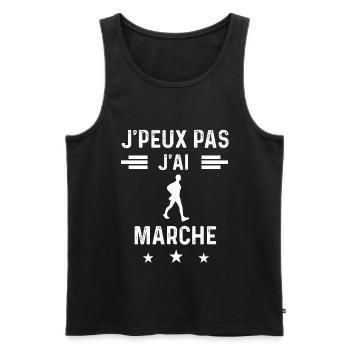 marcheur je peux pas j'ai marche - Débardeur bio Premium Homme - noir - Devant - Michal (187cm)
