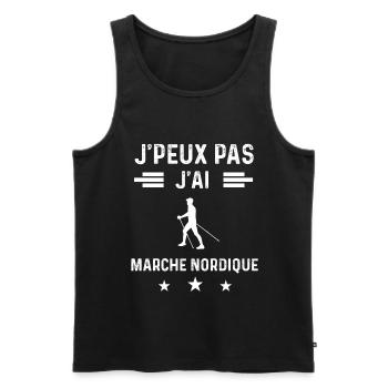 marcheur je peux pas j'ai marche nordique - Débardeur bio Premium Homme - noir - Devant - Michal (187cm)