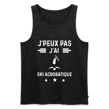 skieur je peux pas j'ai ski acrobatique - Débardeur bio Premium Homme - noir - Devant - AI Model Male 178 light (178cm)