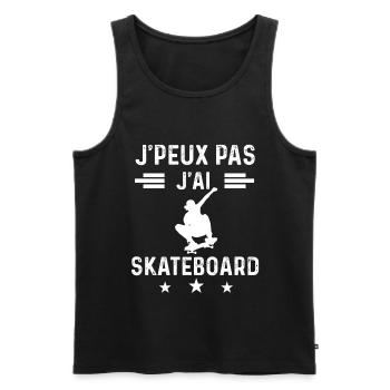 skateboardeur je peux pas j'ai skateboard - Débardeur bio Premium Homme - noir - Devant - AI Model Male 178 light (178cm)