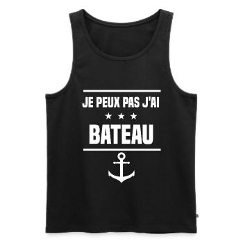 je peux pas j'ai bateau ancre humour bateau - Débardeur bio Premium Homme - noir - Devant - Michal (187cm)
