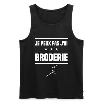 je peux pas j'ai broderie humour couture - Débardeur bio Premium Homme - noir - Devant - AI Model Male 178 light (178cm)