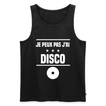 je peux pas j'ai disco vinyle humour vinyle - Débardeur bio Premium Homme - noir - Devant - Michal (187cm)