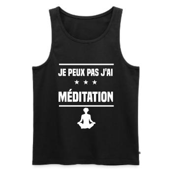 je peux pas j'ai méditation humour relaxation - Débardeur bio Premium Homme - noir - Devant - Michal (187cm)