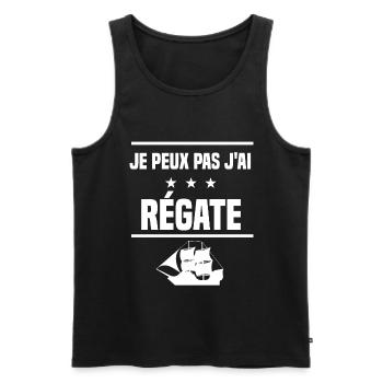 je peux pas j'ai régate humour bateau - Débardeur bio Premium Homme - noir - Devant - Michal (187cm)