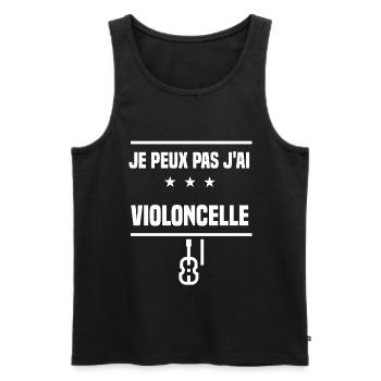je peux pas j'ai violoncelle musique humour - Débardeur bio Premium Homme - noir - Devant - Michal (187cm)
