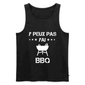 je peux pas j'ai bbq cadeau barbecue - Débardeur bio Premium Homme - noir - Devant - Michal (187cm)
