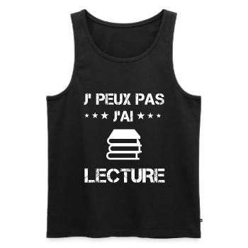 je peux pas j'ai lecture cadeau lecteur - Débardeur bio Premium Homme - noir - Devant - Michal (187cm)