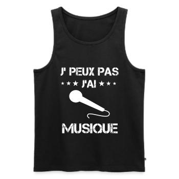 je peux pas j'ai musique micro cadeau micro - Débardeur bio Premium Homme - noir - Devant - Michal (187cm)