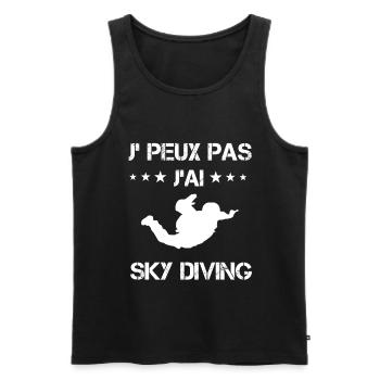je peux pas j'ai sky diving cadeau parachutisme - Débardeur bio Premium Homme - noir - Devant - Michal (187cm)