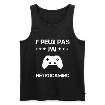 je peux pas j'ai rétrogaming cadeau gameur - Débardeur bio Premium Homme - noir - Devant - Michal (187cm)