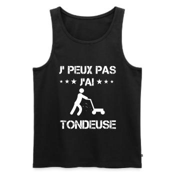 je peux pas j'ai tondeuse cadeau jardinage - Débardeur bio Premium Homme - noir - Devant - Michal (187cm)