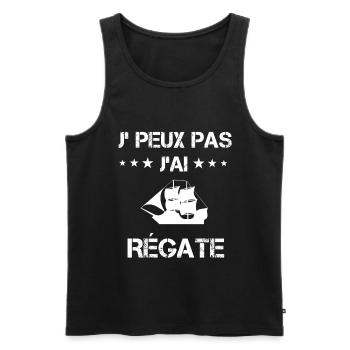 je peux pas j'ai régate cadeau bateau - Débardeur bio Premium Homme - noir - Devant - Michal (187cm)