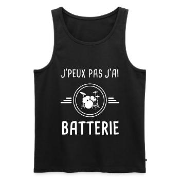 batterie je peux pas j'ai batterie batteur - Débardeur bio Premium Homme - noir - Devant - Michal (187cm)