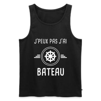 bateau je peux pas j'ai bateau gouvernail bateaux - Débardeur bio Premium Homme - noir - Devant - Michal (187cm)