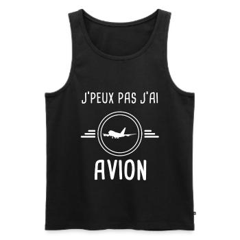 avion je peux pas j'ai avion pilote - Débardeur bio Premium Homme - noir - Devant - Michal (187cm)