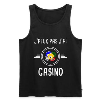 casino je peux pas j'ai casino jetons - Débardeur bio Premium Homme - noir - Devant - AI Model Male 178 light (178cm)
